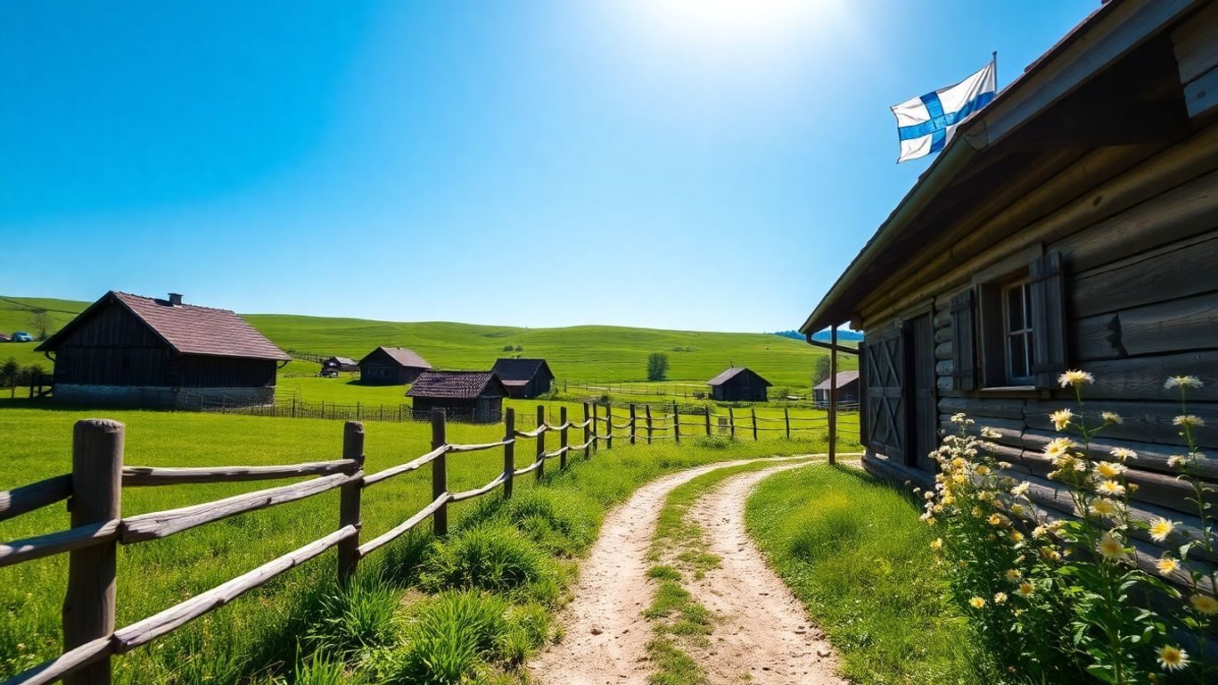 Sat românesc tradițional cu case vechi și natură verde.